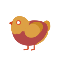 (unnamed), a red and orange chicken with a head pattern