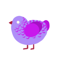 Lav, a lilac and amethyst chicken with a half-lace pattern