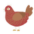 A red and brown chicken with a lace pattern