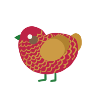 (unnamed), a crimson and gold chicken with a lace pattern