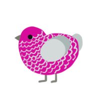 palindrome, a fuchsia and silver chicken with a lace pattern
