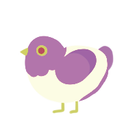 purple people eater, a white and violet chicken with a head pattern