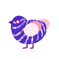 (unnamed), a indigo and rose chicken with a bar pattern