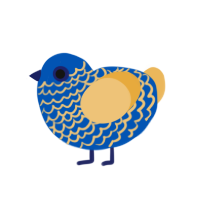 Fount of Knowledge, a ultramarine and honey chicken with a lace pattern