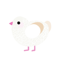Vinny, a white and cream chicken with a double-lace pattern