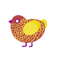 (unnamed), a red and yellow chicken with a lace pattern