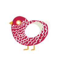 Lao Gan Ma, a crimson and white chicken with a lace pattern