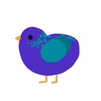 Blueberry, a indigo and sea chicken with a neck-speckle pattern