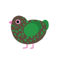 worm in dirt, a bark and viridian chicken with a speckle pattern