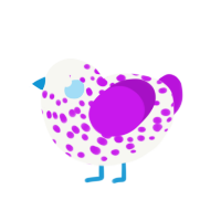 (unnamed), a white and amethyst chicken with a speckle pattern