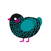 (unnamed), a black and teal chicken with a lace pattern