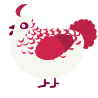 (unnamed), a white and crimson chicken with a half-lace pattern