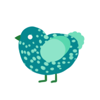 Augustus, a teal and mint chicken with a speckle pattern