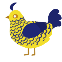 Yellow Submarine, a yellow and navy chicken with a lace pattern