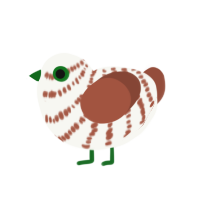 Tundra, a white and russet chicken with a bar pattern