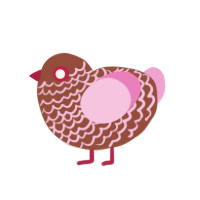 Karellen, a russet and pink chicken with a lace pattern