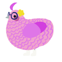 Alpha, a pink and orchid chicken with a lace pattern