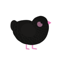 Hematite, a black and sable chicken with a lace pattern