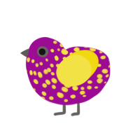 (unnamed), a plum and yellow chicken with a speckle pattern