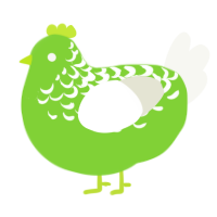 A grass and white chicken with a half-lace pattern
