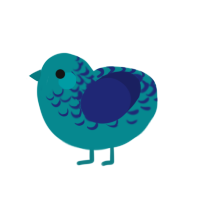 Pisces, a teal and navy chicken with a half-lace pattern