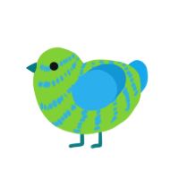 Little Miracle, a grass and sky chicken with a bar pattern