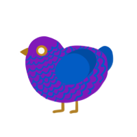 Hemlock, a violet and ultramarine chicken with a lace pattern