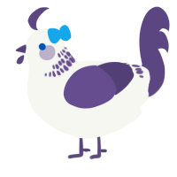 Rarity, a white and overcast chicken with a neck-band pattern