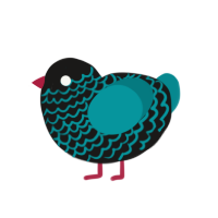 Deep Marine, a sable and teal chicken with a lace pattern
