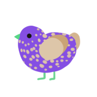 Purple shore, a blurple and beige chicken with a speckle pattern