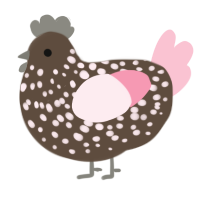 Cherrypetal, a bark and rose chicken with a speckle pattern