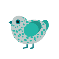 Apatite, a silver and turquoise chicken with a speckle pattern