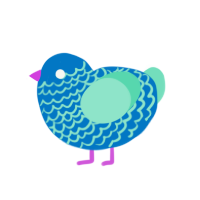 Thoughtflare, a sapphire and mint chicken with a lace pattern