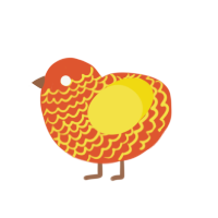 (unnamed), a vermilion and yellow chicken with a lace pattern