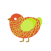 (unnamed), a vermilion and lime chicken with a lace pattern