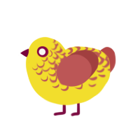 Bacon Mac and Cheese, a yellow and red chicken with a half-lace pattern