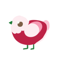 Minty Fresh, a crimson and rose chicken with a head pattern