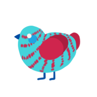 (unnamed), a aqua and crimson chicken with a bar pattern