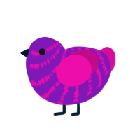 P4RTY, a violet and fuchsia chicken with a bar pattern
