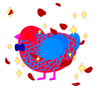 oh god, a lilac and ultramarine chicken with a lace pattern