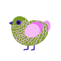 (unnamed), a chartreuse and lavender chicken with a lace pattern