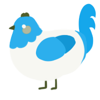 Skye, a white and sky chicken with a head pattern
