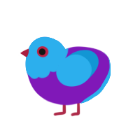 Wobblechook, a violet and sky chicken with a head pattern