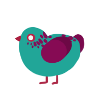(unnamed), a turquoise and wine chicken with a neck-speckle pattern