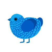 Liam, a sky and ultramarine chicken with a lace pattern
