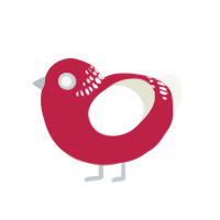 Candy, a crimson and white chicken with a neck-band pattern
