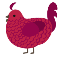 A crimson and maroon chicken with a lace pattern