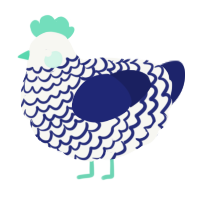 (unnamed), a white and navy chicken with a lace pattern