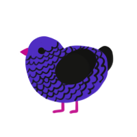 Doxophobia, a indigo and black chicken with a lace pattern