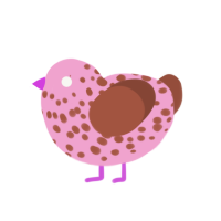 Dysmorphophobia, a pink and russet chicken with a speckle pattern